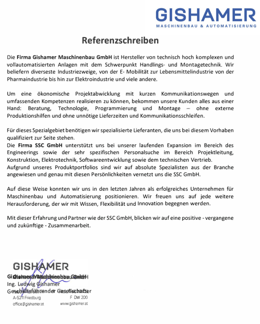 Referenz Gishamer2 Referenzschreiben JobAktuell an SP & Partner